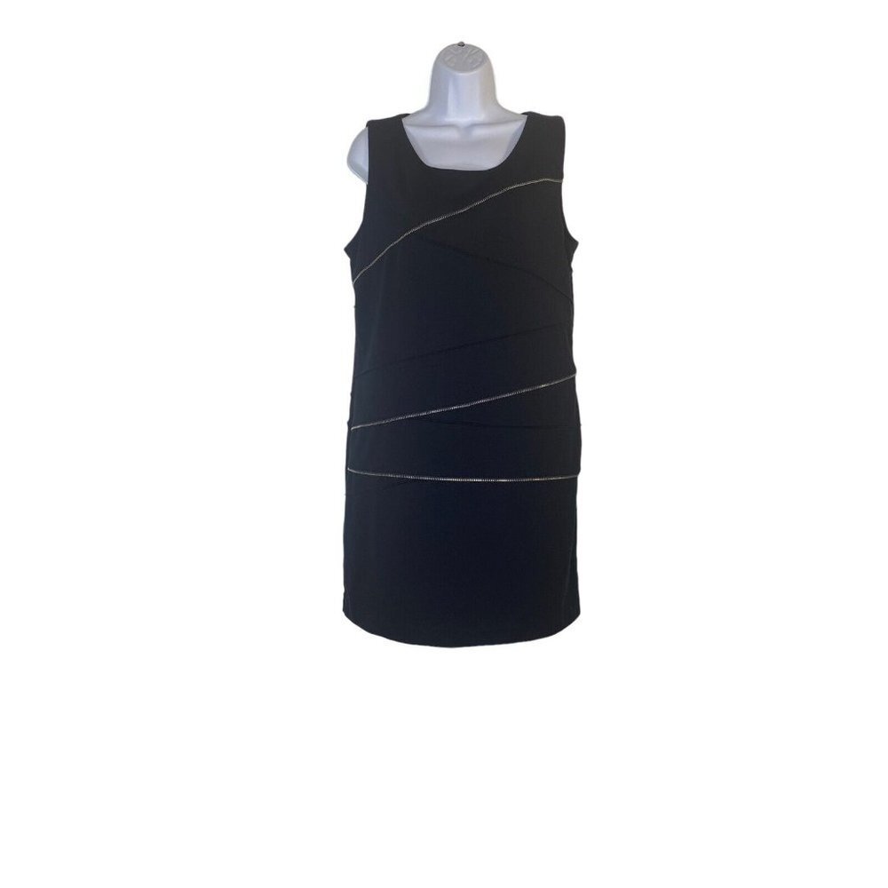 Michael Michael Kors Womens Zip Back Sleeveless A Line Dress Navy Scoop Neck 14